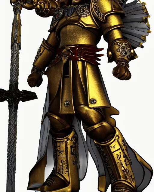 Image similar to Stylized Artistic Render of Jesus wearing the God emperor of mankind's armor warhammer