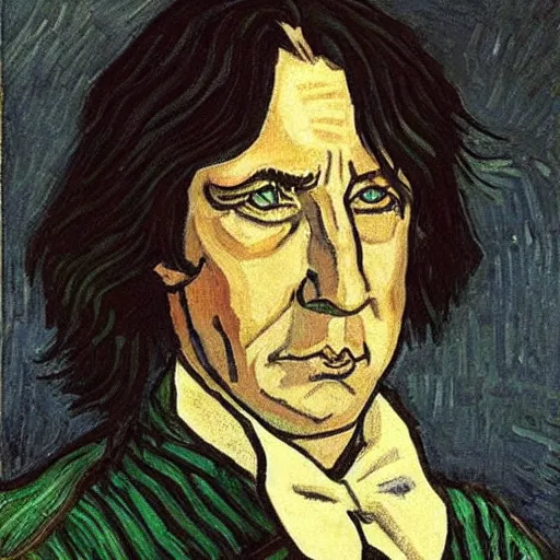 Prompt: highly detailed Professor Snape in Harry Potter, by Van Gogh