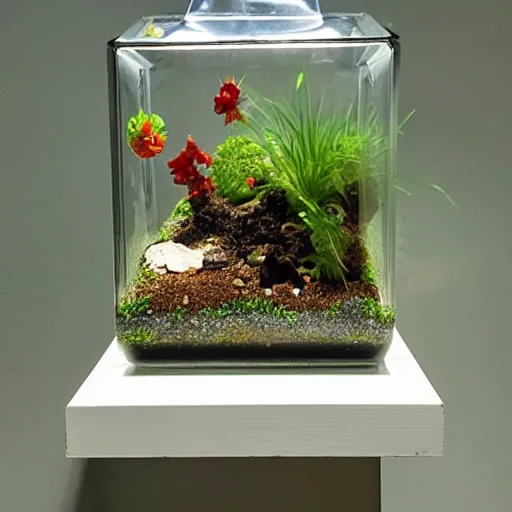 Prompt: a terrarium in ashii art