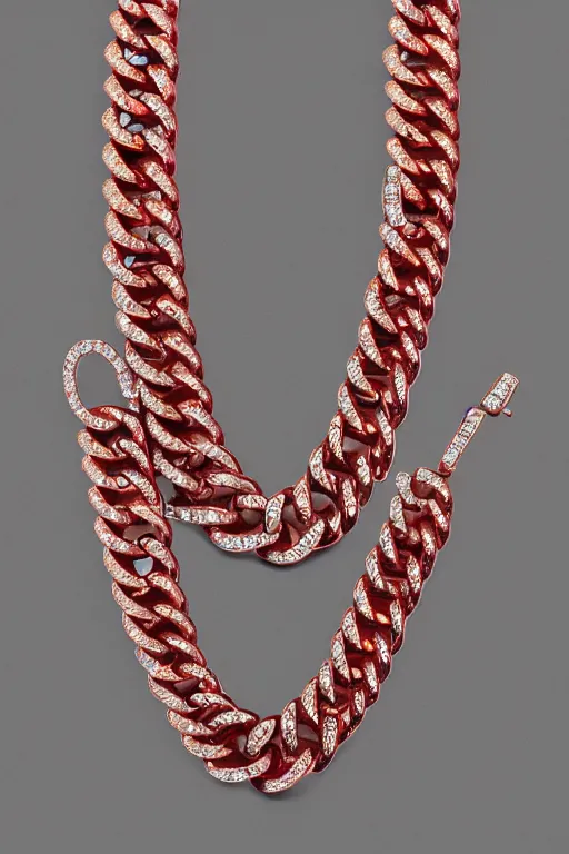 Image similar to miami cuban link chain with diamonds and rubies set in each link