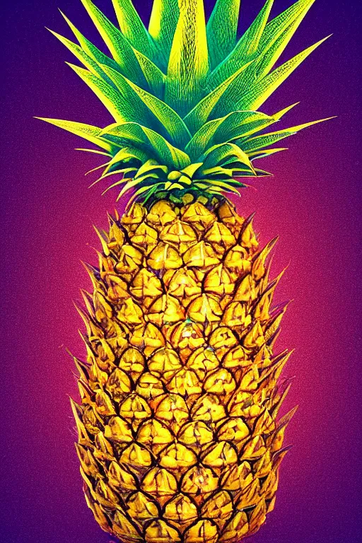 Image similar to glowing luminescent pineapple humanoid figure monster, symmetrical, highly detailed, digital art, sharp focus, trending on art station, amber eyes, autumnal colours