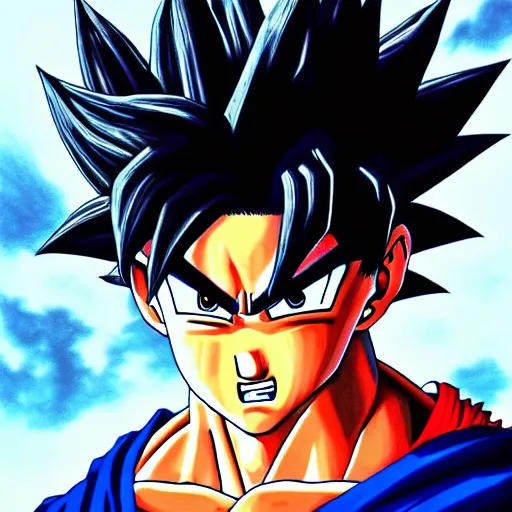 Image similar to ultra realistic portrait painting of a fusion of goku and naruto, art by akira toriyama, 4 k, dragon ball artstyle, cel shaded, highly detailed, epic lighting