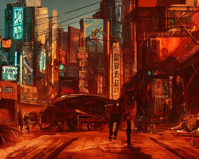 Prompt: cyberpunk wild west, in the style of david lowery, trending on artstation deviantart pinterest hyper detailed photorealistic highlights and shadow hd 8 k post - processing high resolution