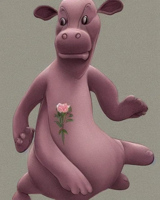 Image similar to a Disney like Dancing Hippo as a ballerina, photorealistic