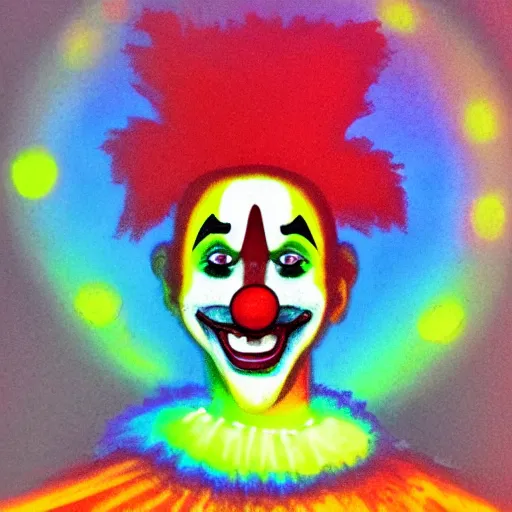 Image similar to clown glowing in the night
