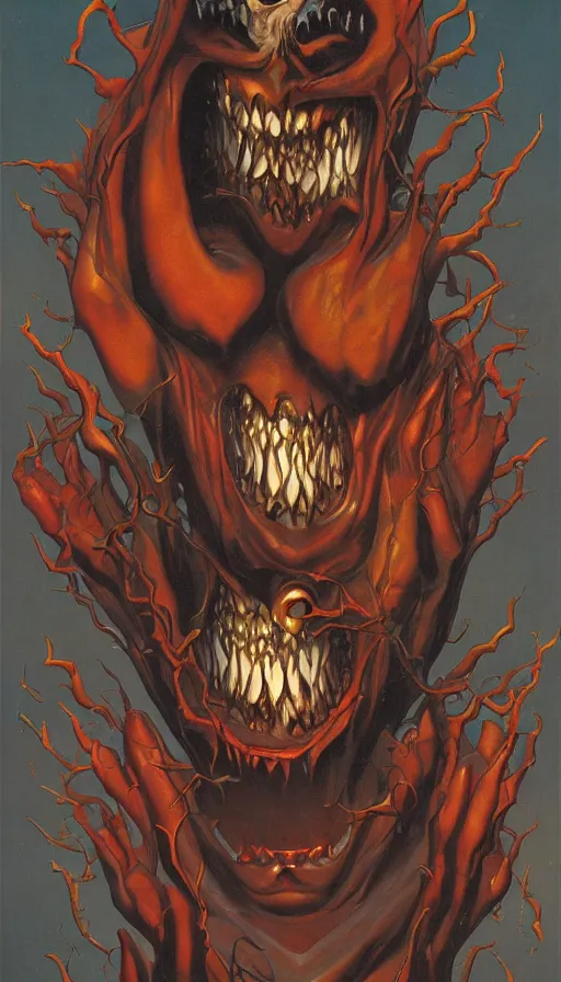 Image similar to a storm vortex made of many demonic eyes and teeth, by thomas blackshear