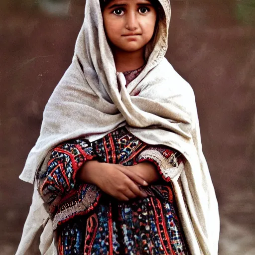 Prompt: national geographic afghan girl