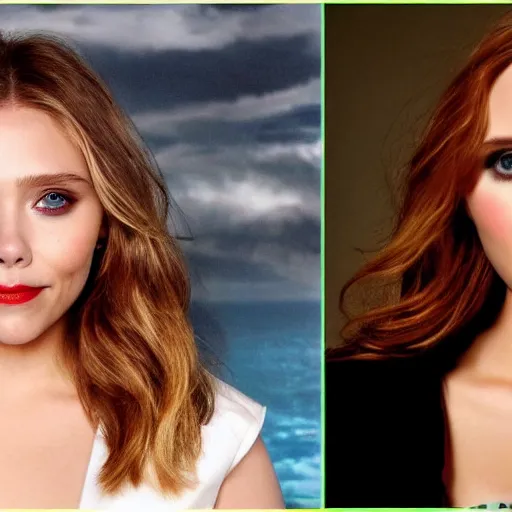 Image similar to elizabeth olsen mixed with scarlett johansson