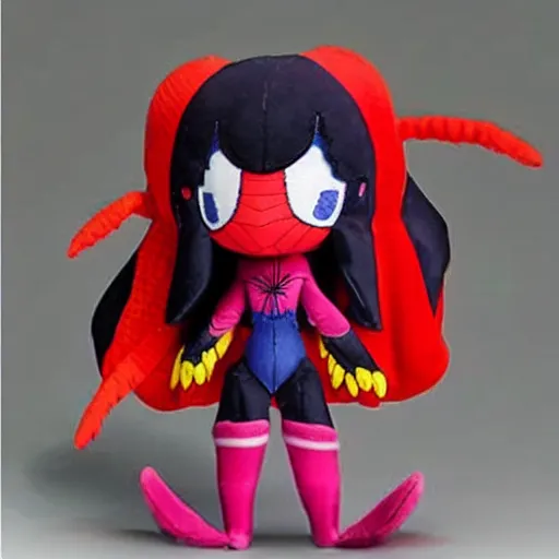 Image similar to fumo plush of a spidergirl, anime girl