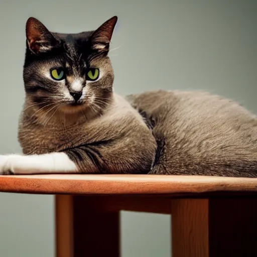 Prompt: cat on a table. wide shot