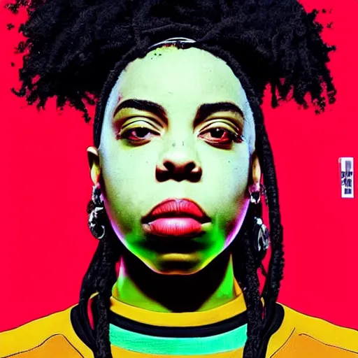 Image similar to african american billie eilish on a rapper's album cover