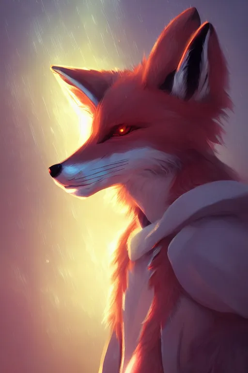 Image similar to a fox fursona, trending on artstation, by kawacy, furry art, digital art, cyberpunk, high quality, backlighting