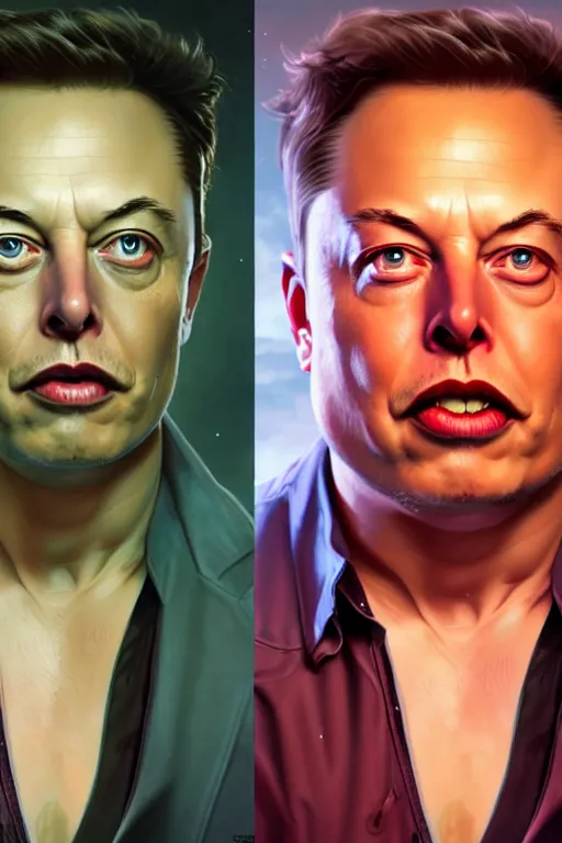 Image similar to elon musk as rick sanzhez from rick and morty, realistic portrait, symmetrical, highly detailed, digital painting, artstation, concept art, smooth, sharp focus, illustration, cinematic lighting, art by artgerm and greg rutkowski and alphonse mucha