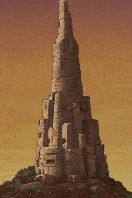 Image similar to painted tower of the moon, by Sylvain Sarrailh and Nicholas Roerich and Annie Swynnerton, dramatic cinematic lighting , beautiful tilework, ornate architecture, sacred artifacts, lost civilizations, smooth, sharp focus, extremely detailed