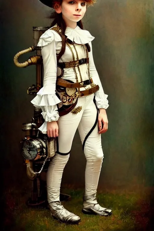 Prompt: ( ( ( ( ( 2 0 5 0 s retro future 1 0 year old adventurer in white jungle steampunk costume full portrait. muted colors. ) ) ) ) ) by jean - baptiste monge!!!!!!!!!!!!!!!!!!!!!!!!!!!!!!