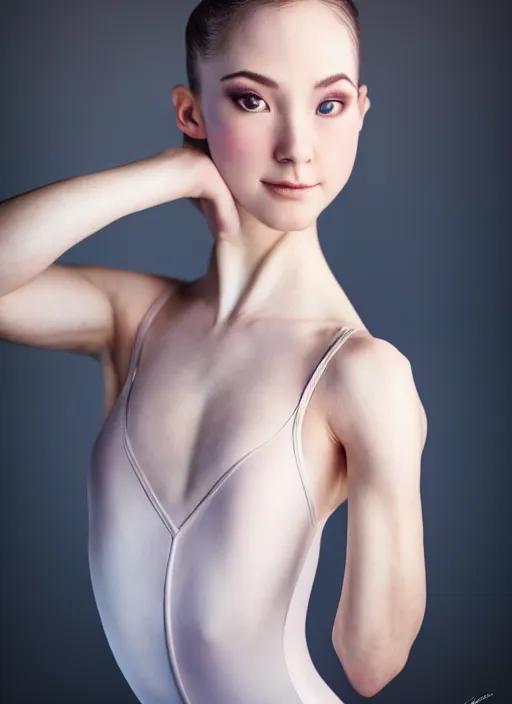 Prompt: photo of a gorgeous female prima ballerina, professionally retouched, soft lighting, realistic, smooth face, full body shot, torso, dress, perfect eyes, sharp focus on eyes, 8 k, high definition, insanely detailed, intricate, elegant, art by artgerm and j scott campbell