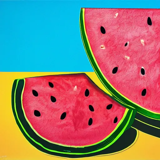 Prompt: watermelon slice, andy warhol