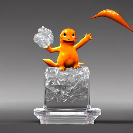 Prompt: a charmander clear ice sculpture, ultra realistic, concept art, intricate details, highly detailed, photorealistic, octane render, 8 k, unreal engine, art by frank frazetta, simon bisley, brom