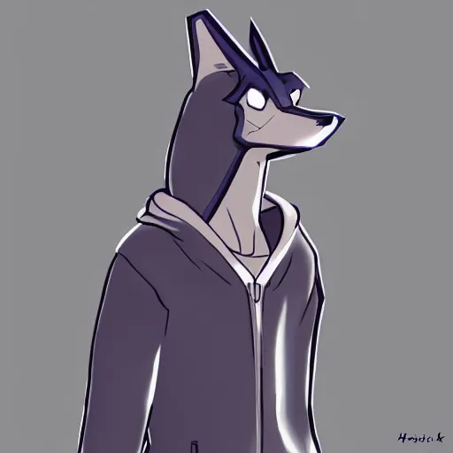 Prompt: anthro sergal wearing a hoody