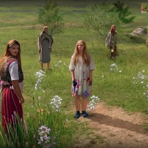 Prompt: PS2 screenshot of Midsommar (2019)