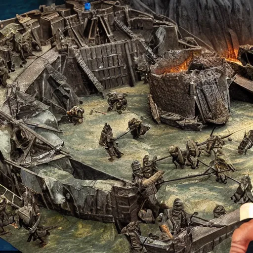 Prompt: diorama of the Battle of Helm's Deep, realistic, 4k, detailed