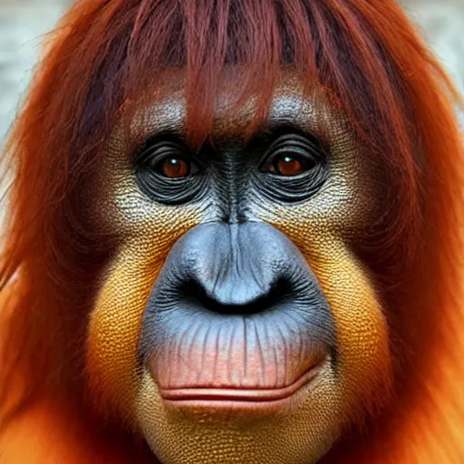 Image similar to Orange with Orangutan face