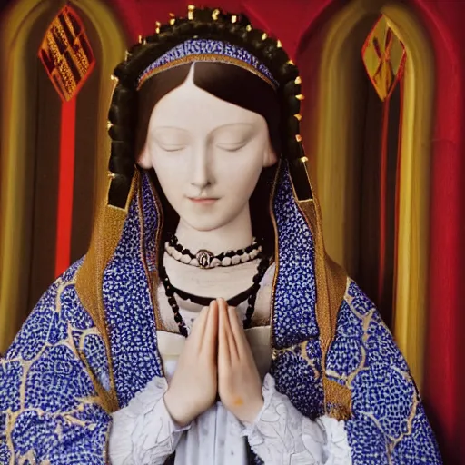 Prompt: portrait photograph of anne boleyn praying shallow dof