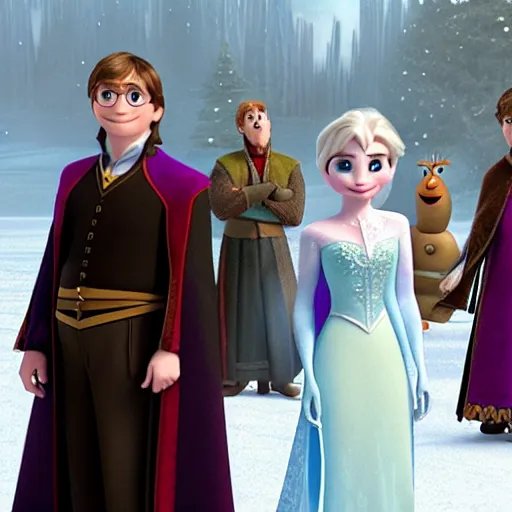 Prompt: A still of Harry Potter in Frozen (2013)