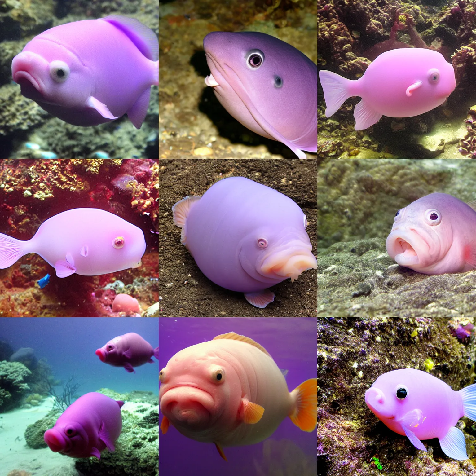 Prompt: purple aki blobfish