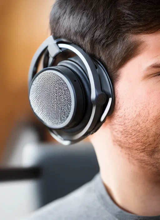 Prompt: photograph of aquinas recording a podcast wearing headphones 8k UHD detailed 85mm CANON EOS