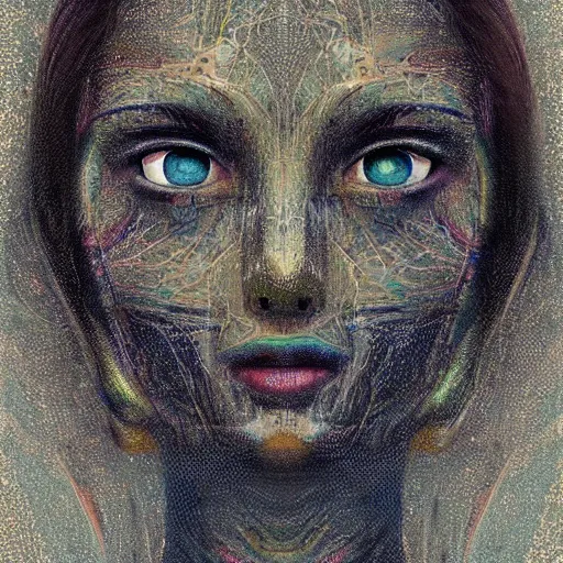 Image similar to beautiful detailed artistic portrait of an artificial intelligence. grainy and rough. fine detail. soft colour scheme. artistic painting by lurid ( 2 0 2 2 ). featured on deviantart.