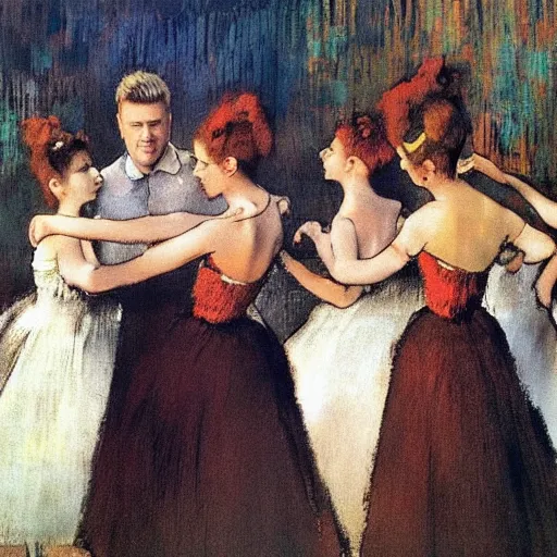 Prompt: westlife on stage art by degas