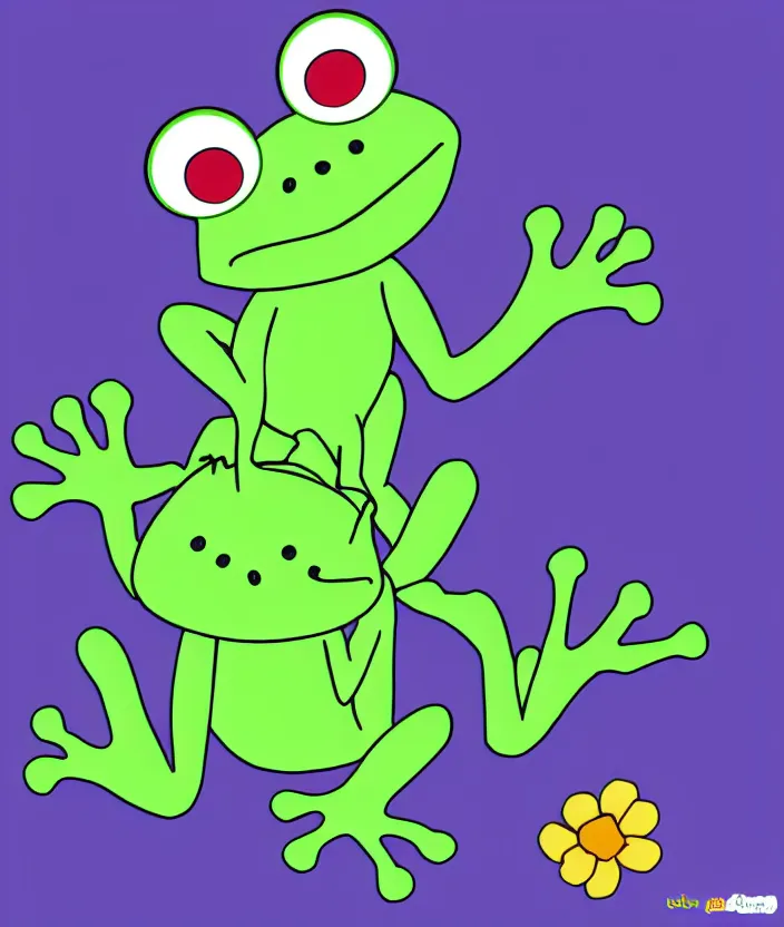 Prompt: cute frog, in the style of sanrio, flat - color, kawaii, chibi