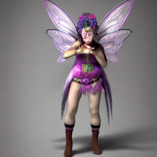 Image similar to a beautiful fairy princess is angry at a jester, 3 d render, cute, angry