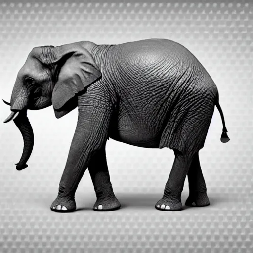 Prompt: An isometric photo of an elephant, white background