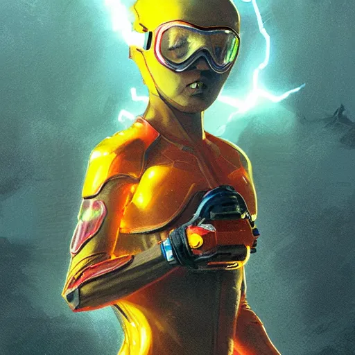 Art style of a fiery yellow alien with transparent body