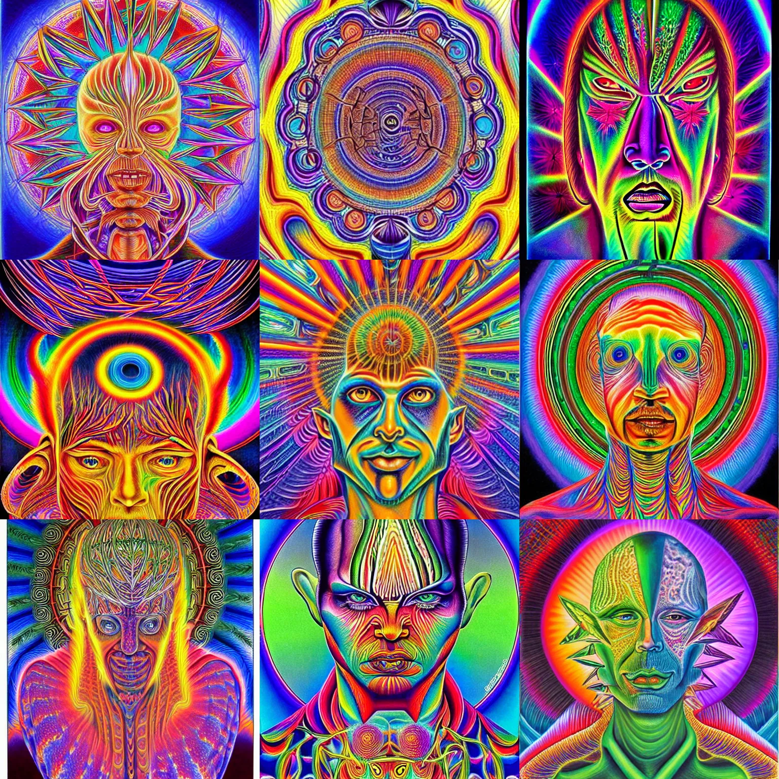 Prompt: a psychedelic ilustration showing the ego. by alex grey, highly detailed, highly colorful, psychedelic