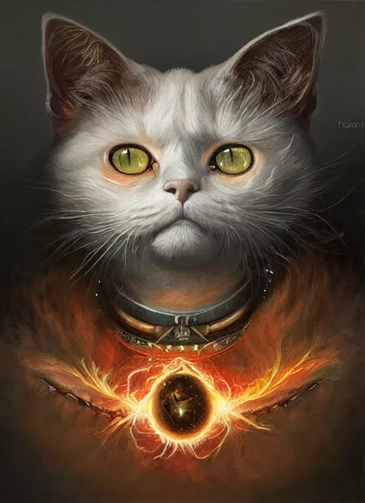 Image similar to ultra realist soft painting of a nuclear bomb explosion, a humanoid cat king with a crown, partial symmetry accurate features, very intricate details, focus, curvy, award winning, artstyle tom bagshaw