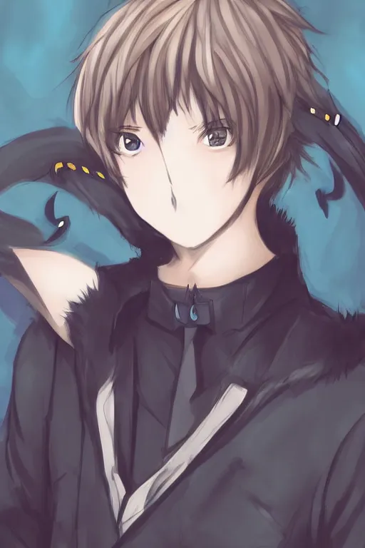 Prompt: portrait of an anime guy with wolf ears and tail, trending on pixiv, by kawacy