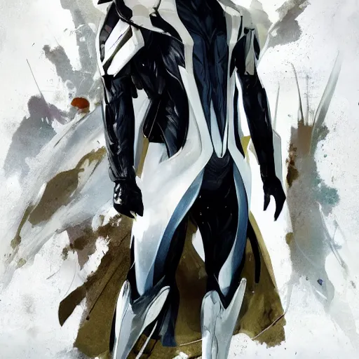 Prompt: full body portrait of a character in futuristic sleek clothes, in a flowing white tailcoat, wearing a white insectoid mask with many lenses for eyes, many eyes, dramatic lighting, illustration by Greg rutkowski, yoji shinkawa, 4k, digital art, concept art, trending on artstation