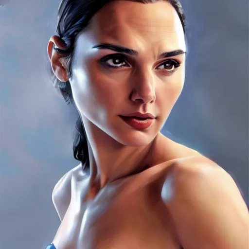 Image similar to gal gadot in the style of stefan kostic, realistic, full body, sharp focus, 8 k high definition, insanely detailed, intricate, elegant, art by stanley lau and artgerm