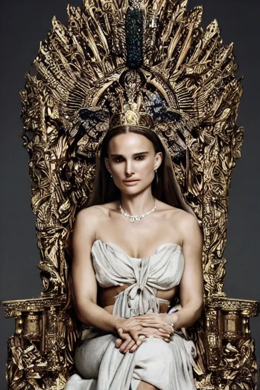 Image similar to Natalie Portman as a Goddess on a Throne