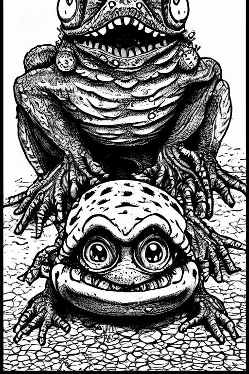 Prompt: toad goblin, symmetrical, highly detailed, digital art, sharp focus, trending on art station, kentaro miura manga art style