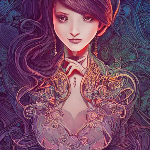 Image similar to the most incredibly beautiful and elegant and cute woman, an ultrafine detailed illustration by james jean, final fantasy, intricate linework, bright colors, behance contest winner, vanitas, angular, altermodern, unreal engine 5 highly rendered, global illumination, radiant light, detailed and intricate environment