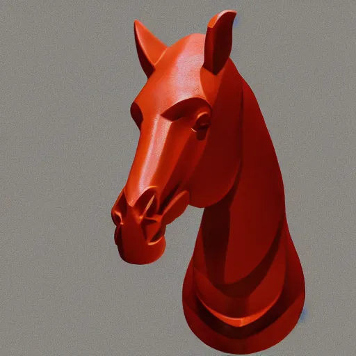 Image similar to horse head statue , background from blue to red