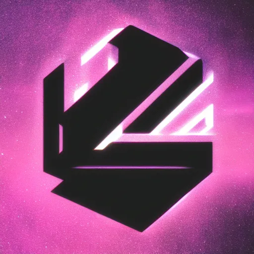 Image similar to scifi logo for a synthwave music producer, digital 3 d, black background, minimal, trending on artstation