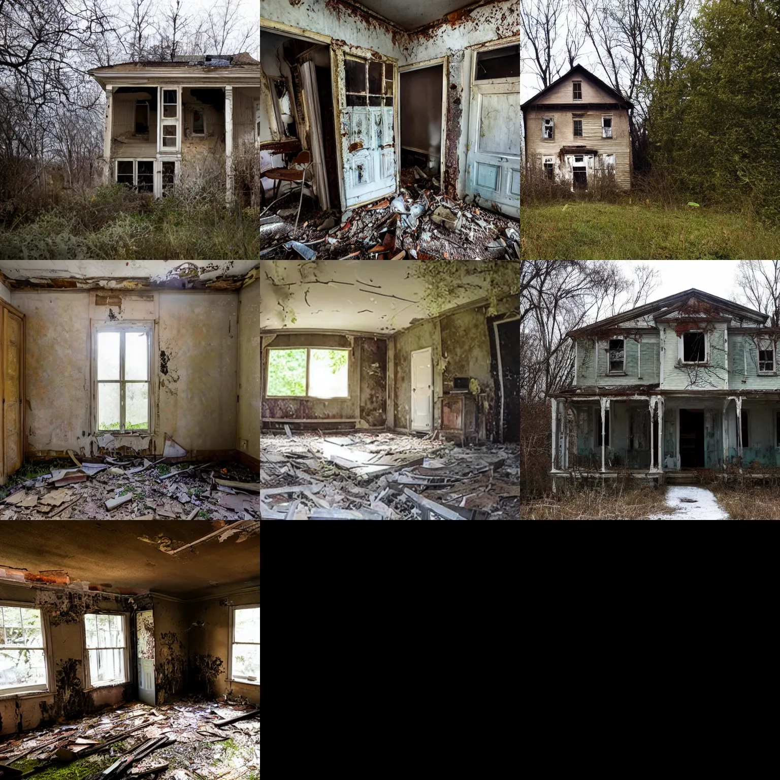 Prompt: abandoned house tour