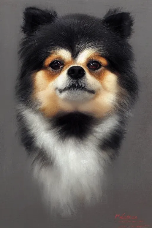 Image similar to pomeranian by zhaoming wu, nick alm, chromatic aberration