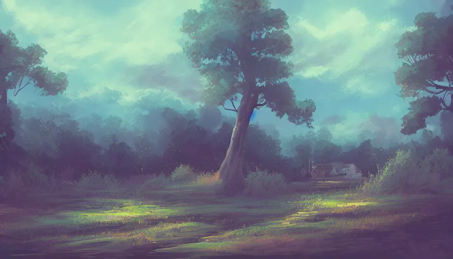 Prompt: professional digital art of lofi landscape BG painting, digital art, beautiful composition, trending on artstation and deviantart, masterpiece