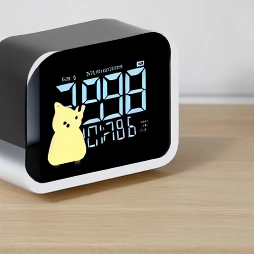 Prompt: a digital alarm clock in the shape of Jenny Wakemen